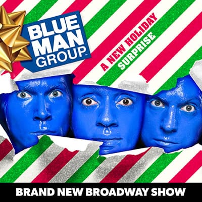 See the musical madness of the Blue Man Group's holiday show on Broadway